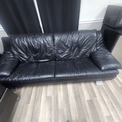 Black Faux Leather Couch