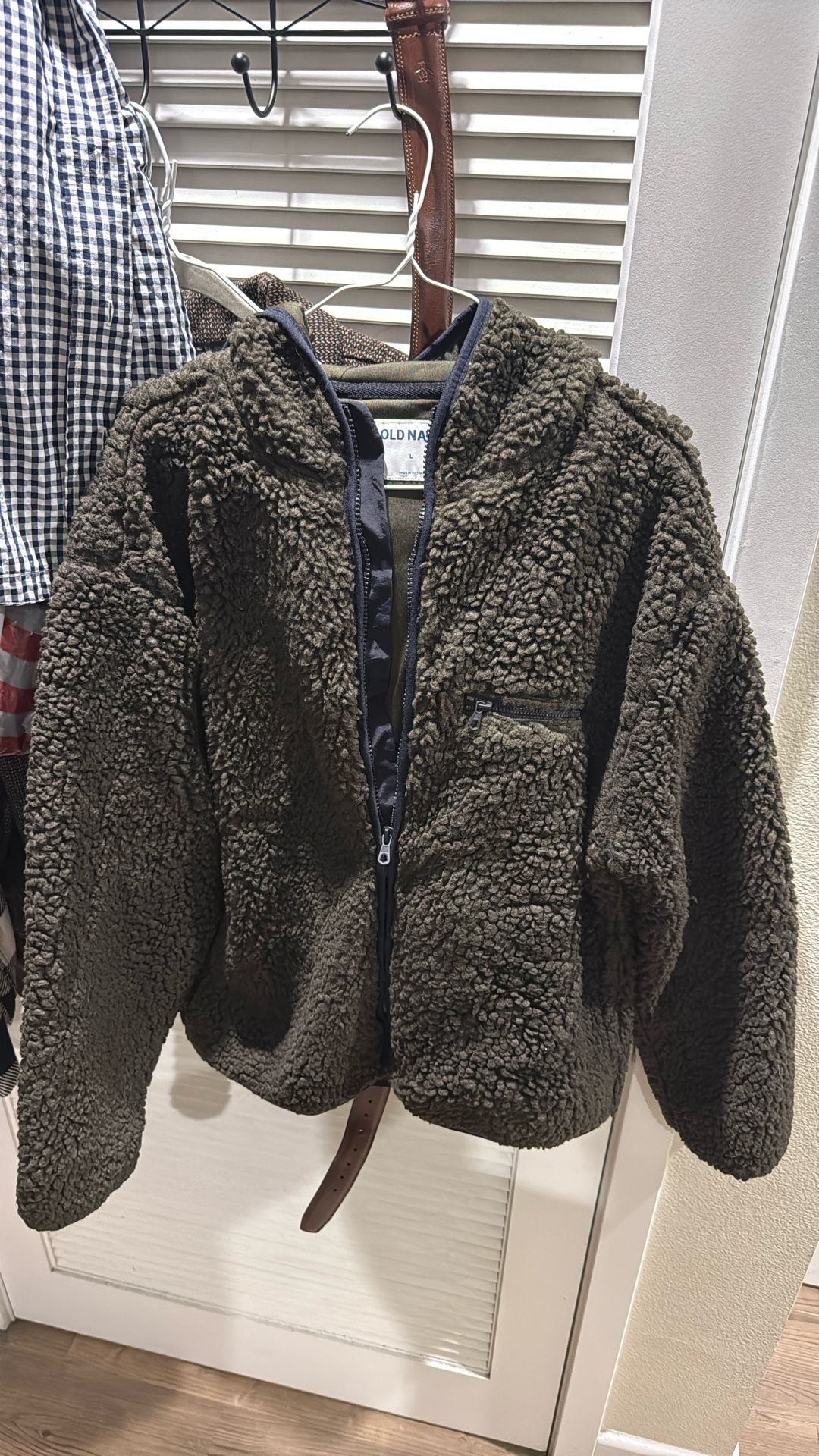 Mens Green Sherpa Jacket Large