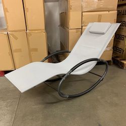 (NEW) $45 Outdoor Rocking Zero Gravity Chair Patio Lounge Chair Recline Rocker for Backyard Pool w/ Pillow