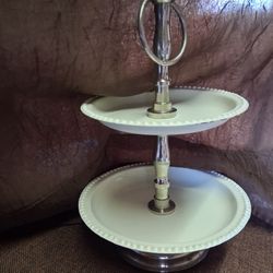 Two Tier Metal Dish 10"