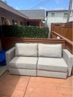 LoveSac Sactional Couch - grey chenille