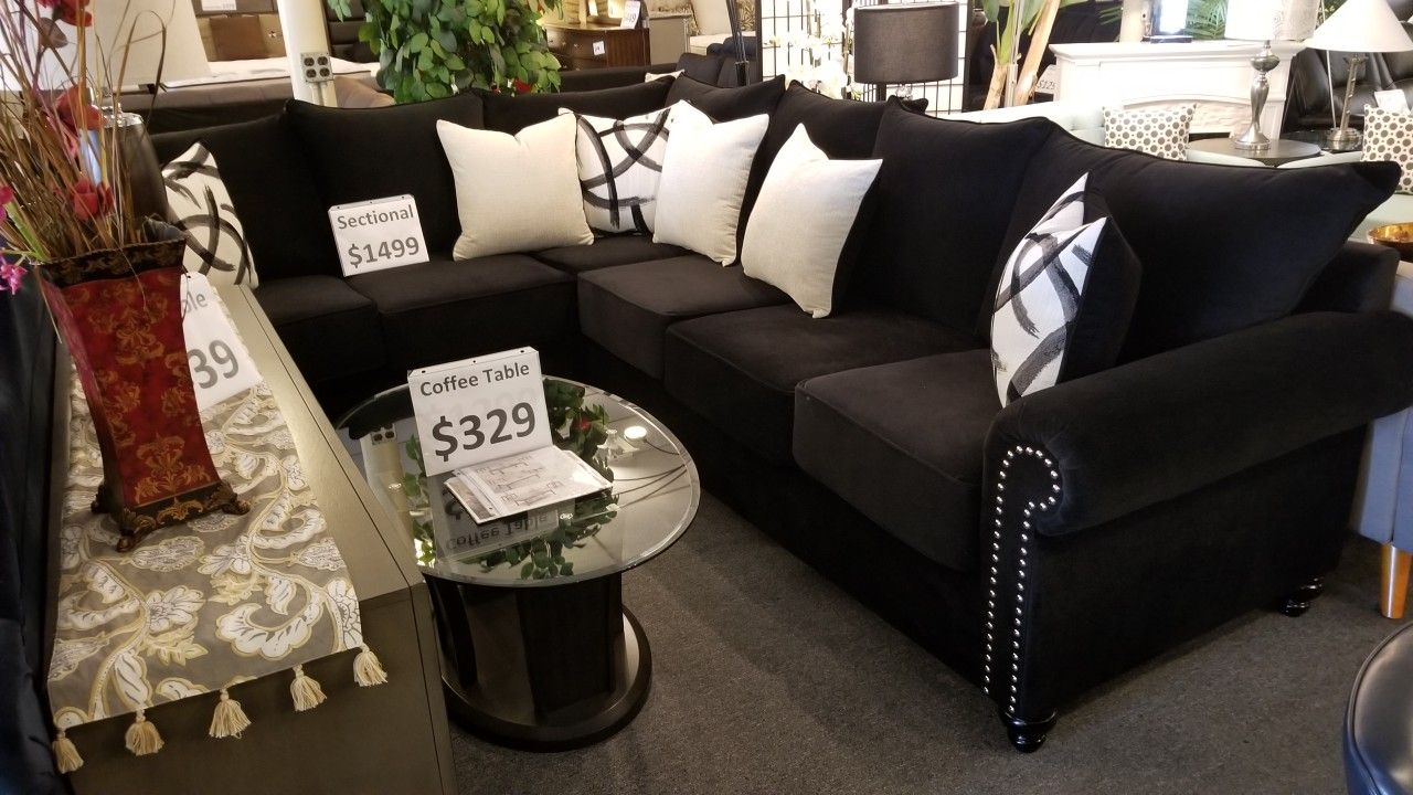 Brand New 121" X 110" Black Velvet Corner Sectional