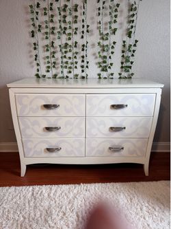 White dresser with nightstand and mirror