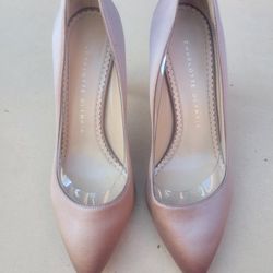 Charlotte Olympia Blush Suede High Heel Shoes