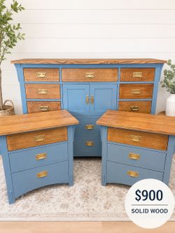 BLUE DRESSER & NIGHTSTAND SET