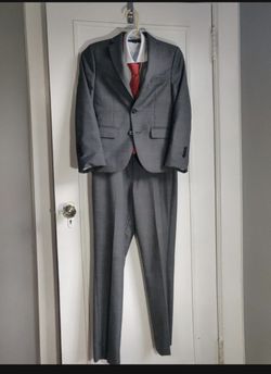 Boy's Ralph Lauren Grey Suit With Shirt And Tie
