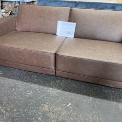 New Modern Futon Sofa Faux Leather Brown Dimensions Pictures 