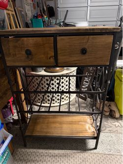 Metal and wood table