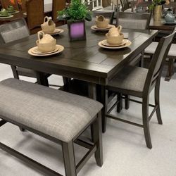 Fulton Gray Counter Height Set Dining table and Chairs