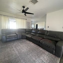 Gray Leather Sectional Couch
