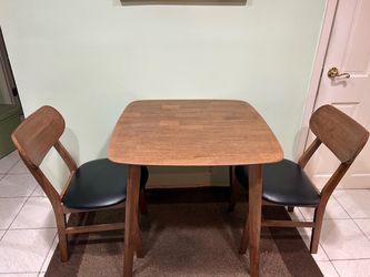 Wood table with 2 chairs