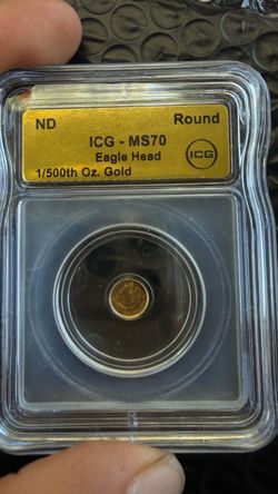 ICG MS70 Eagle Head 1/500th Oz Gold Round