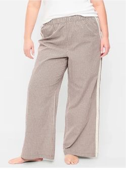 Old Navy Brown Plaid Poplin Wide-Leg Pajama Pants - XL