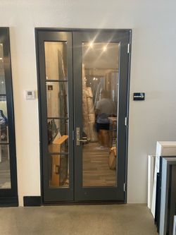 Marvin Ultimate Clad - Outswing Door with Sidelite -Gun Metal