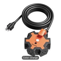 Industrial Power Strip with 5-Outlet, 15ft Heavy Duty Extension Cord for Garage, Workshop, 14/ 3 AWG SJTW, Circuit Breaker