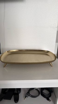 Gold Metal Oval Decorative Tray with Legs