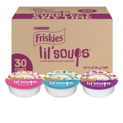 Purina Friskies Lil’ Soups Cat Food Variety Pack, 30 Count