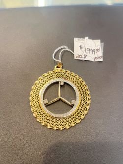 10k Gold Mercedes Logo Pendant 