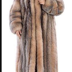 Crystal Fox Full  Length Coat. & Rose Gold Heart Ring 