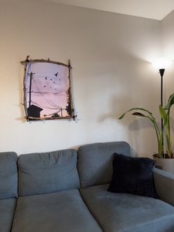 Birds at Dusk – Original Watercolor Painting with Natural Branch Frame