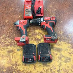 Milwaukee M18 Drill / Impact Set w/ 2 Batteries & Charger 
