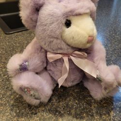 Party Plush lavender 11" teddy bear floral fabric ric paws