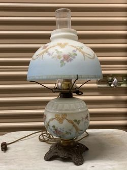 Antique Floral Parlor Oil Lamp Electrified