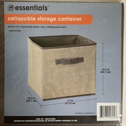 NIB - Essentials Brown Collapsible Storage Container - 10.5 x 10.5 x 11 (15 Available )