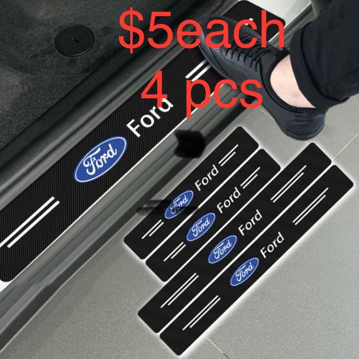 Carbon Texture Car Protector Door Sill Stickers For Ford