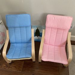 Kids IKEA Pong Chairs In Pink and Blue