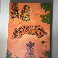 Tiger Wooden Canvas Poster