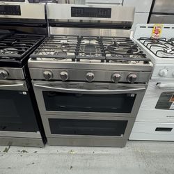 Samsung 30 in. 5-Burner Freestanding Smart Double Oven Gas Range in Fingerprint Resistant Stainless Steel with Air Fry