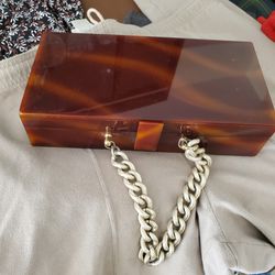 Older waldery  Lucite Tortoise Purse  Chain Handle Please Click On My Dace To See My Other Posts.