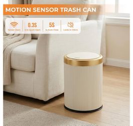 New Bathroom Trash Can with Lid，3.5 Gallon Motion Sensor Waterproof Touchless Garbage Can, Smart Plastic Trash Bins Suitable for Kitchen, Bathroom, Be