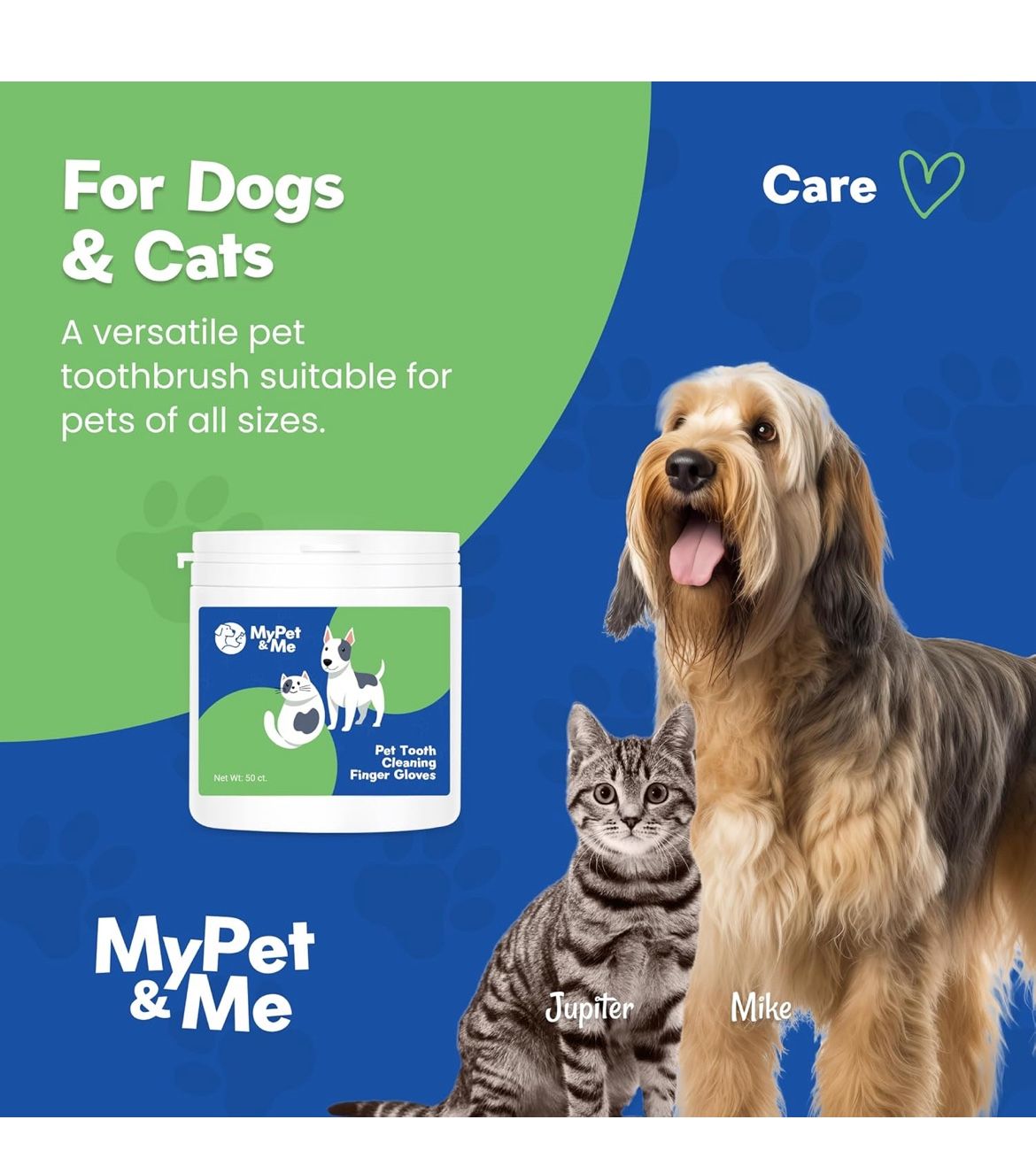 New Never Opened MyPet&Me Disposable Finger Toothbrush – 50 Ct | Gentle Dental Wipes for Dogs & Cats | Easy, No-Rinse Oral Cleaning Gloves | Hassle-Fr