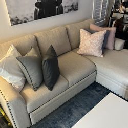 Fabric Sleeper Sofa 90”x64”Left Bench Lounger x 36”