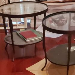 Free with minimum donfation 2 black Cast lron glass end tables