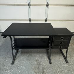 Black Art / Drafting Desk With 3 Side Drawers
