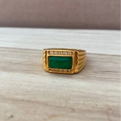 Unisex Gold Rings Green Jade Rings Jade Rings Lucky Jade Rings Jewelry