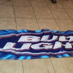 VINTAGE 77" BUD LIGHT FLAG BANNER POSTER COLLECTABLE 