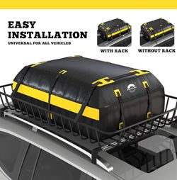Rooftop Cargo Carrier Vehicle Soft-Shell Carriers, Heavy Duty Car Roof Bag Waterproof Without Rack, Car Topper Luggage Carrier-with 6 Hooks&Mat(19.4 C