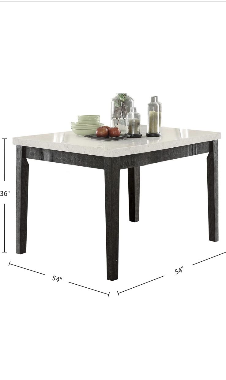 54x54 Marble Square Table With Dark Oak Legs