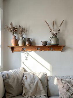 LONG Vintage Wooden Shelf with Heart Cutouts 6 Ft