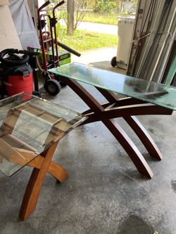 Set of 3 Glass Tables (coffee, side, accent/entry way)
