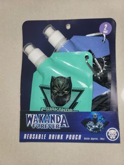 Marvel Wakanda Forever Black Panther Reusable Drink Pouches 2 Pack