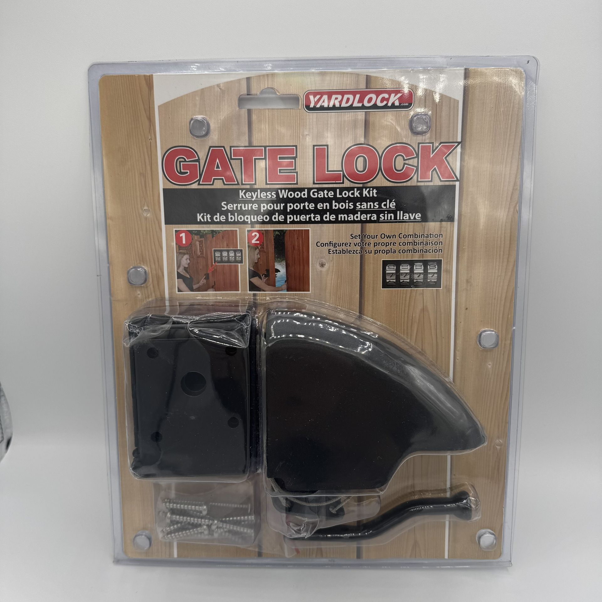 Yardlock Keyless Wood Gate Lock MBX-2016Y-3ESF Latch Fence Black Heavy Duty