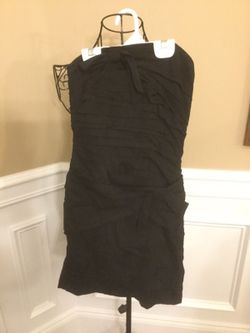 Express Womens / Teen Girl Black Pleated Strapless Cocktail Dress w/ Bow - Size 0