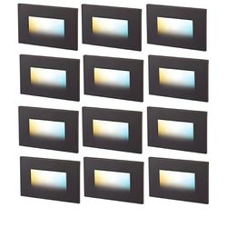 4676: New 12pk 3 Color 120V Dimmable LED Indoor Outdoor Step Light,3000K/4000K/5000K 3W 55lm Stair Light,Oil Rubbed Bronze,12 Pack