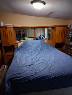 Oak solid wood queen size complete bed