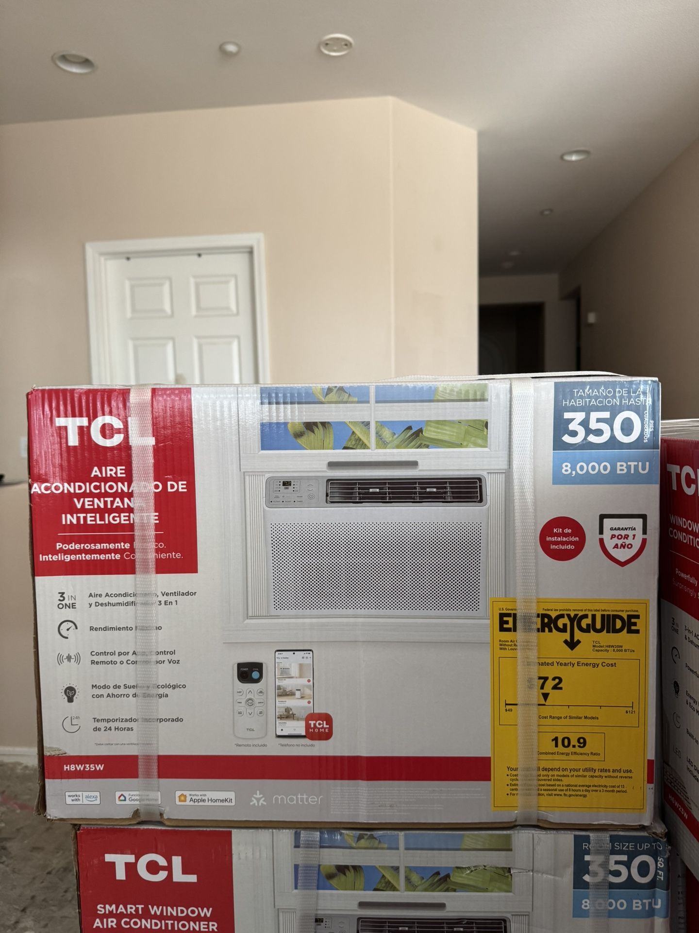 TCL 8000 BTU Smart Window Air Conditioner Fan and Dehumidifier 350sqft